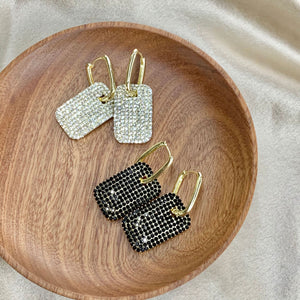 Diamond Filled Geometric Earrings