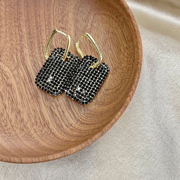 Diamond Filled Geometric Earrings