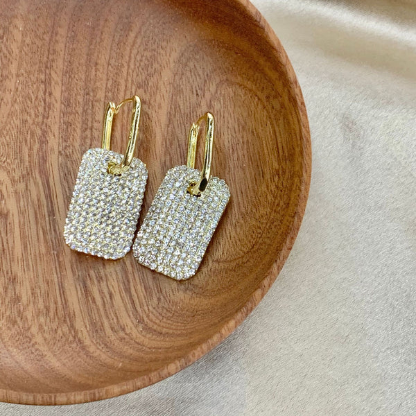 Diamond Filled Geometric Earrings