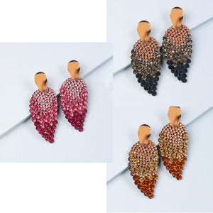 Flashy Diamond Leaf Design Earrings