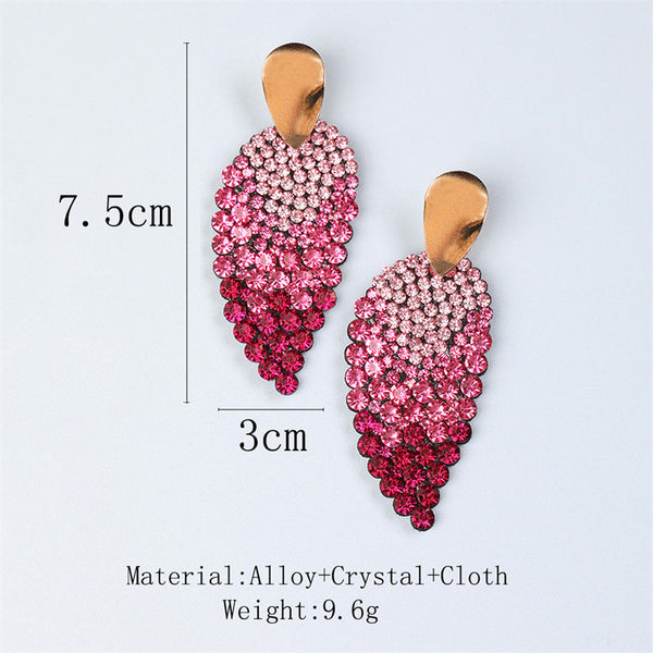 Flashy Diamond Leaf Design Earrings
