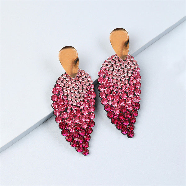 Flashy Diamond Leaf Design Earrings