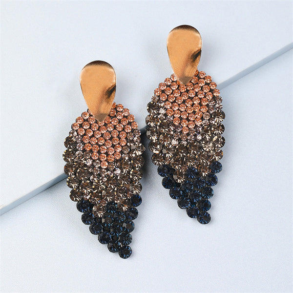 Flashy Diamond Leaf Design Earrings