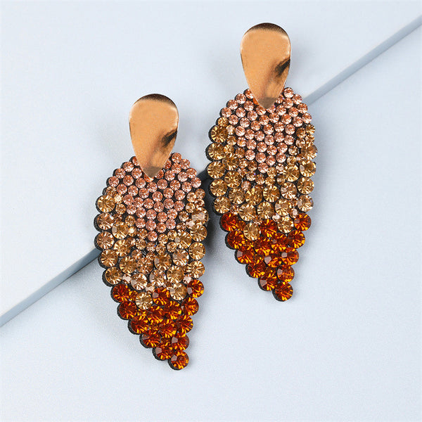Flashy Diamond Leaf Design Earrings