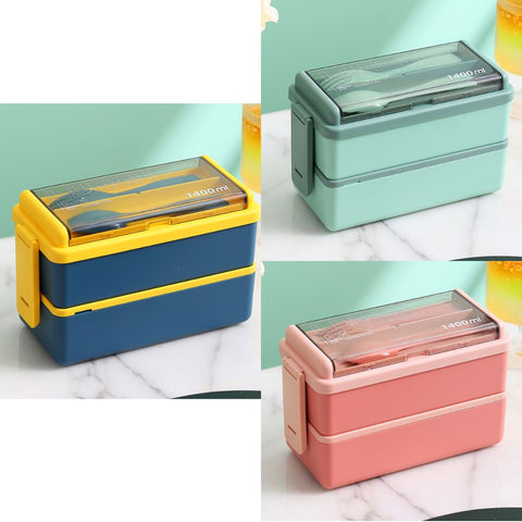 Microwavable Bento Lunch Container with Compartments Double Layer