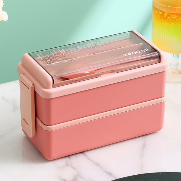 Microwavable Bento Lunch Container with Compartments Double Layer
