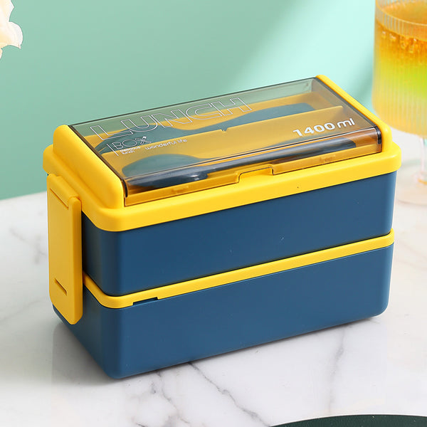 Microwavable Bento Lunch Container with Compartments Double Layer
