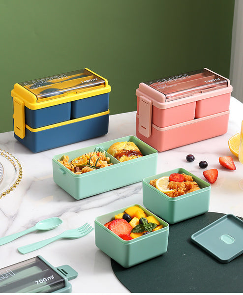 Microwavable Bento Lunch Container with Compartments Double Layer