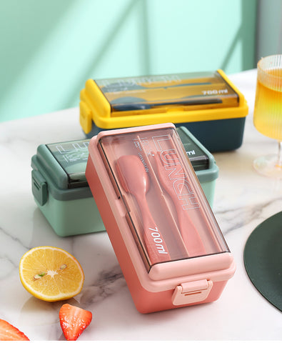 Microwavable Bento Lunch Container with Compartments Single Layer