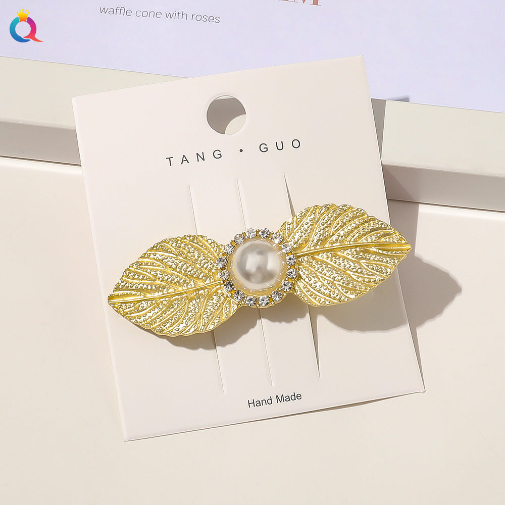 Bow Leaf Golden Hair Clip