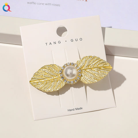 Bow Leaf Golden Hair Clip