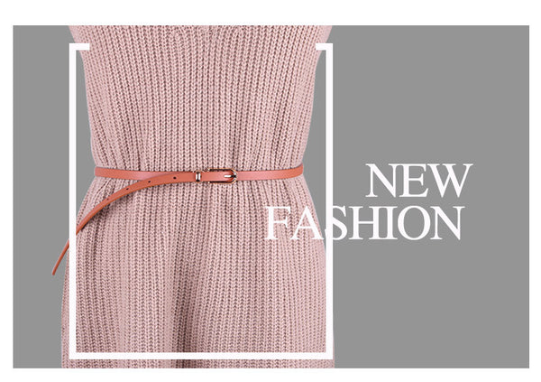 Decorative Pin Buckle Thin PU Belt