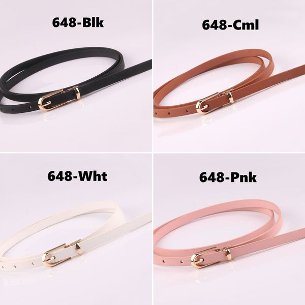 Decorative Pin Buckle Thin PU Belt