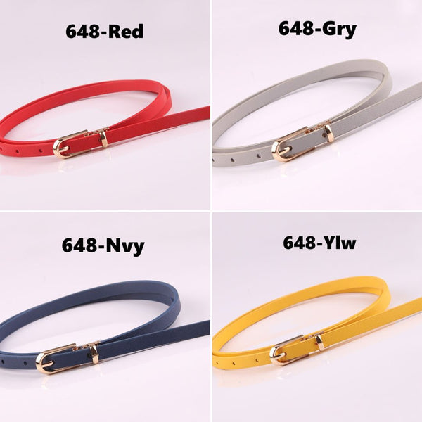 Decorative Pin Buckle Thin PU Belt