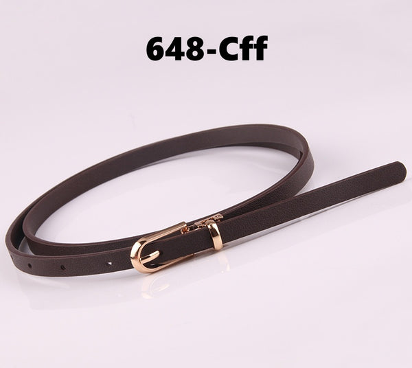 Decorative Pin Buckle Thin PU Belt