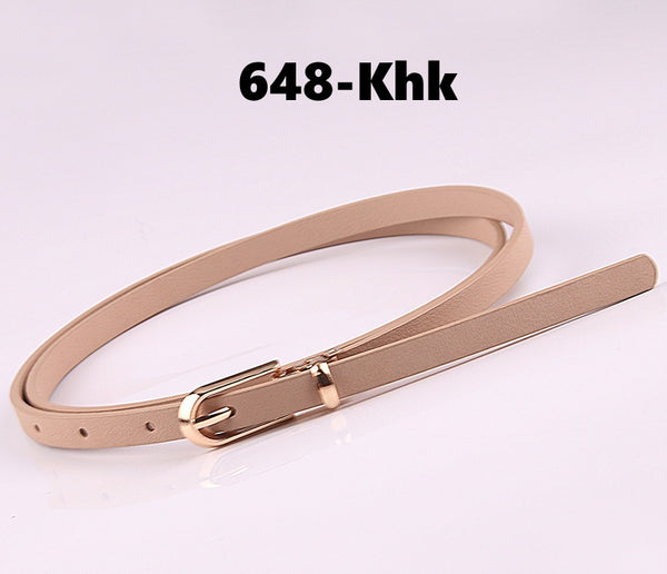 Decorative Pin Buckle Thin PU Belt