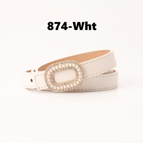 Pearl Rhinestone Snap Buckle Belt