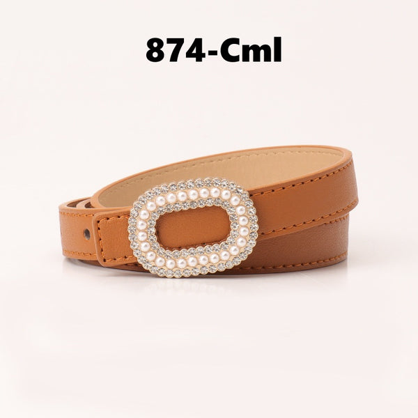 Pearl Rhinestone Snap Buckle Belt