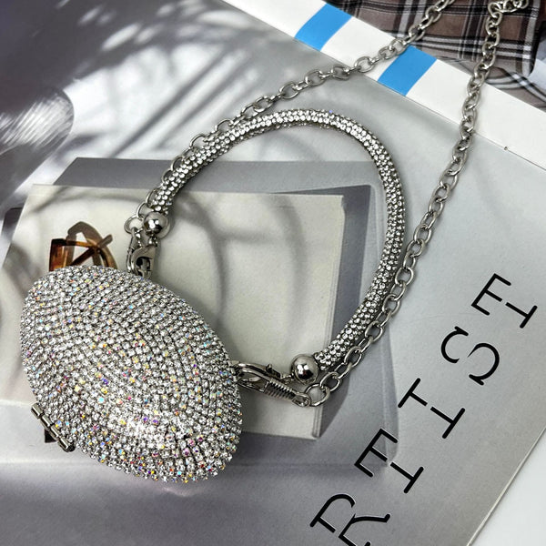Trendy Metal Diamond Shell Evening Bag