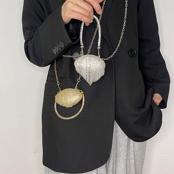 Trendy Metal Diamond Shell Evening Bag