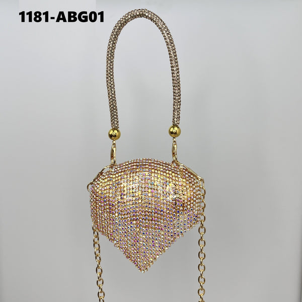 Trendy Metal Diamond Shell Evening Bag