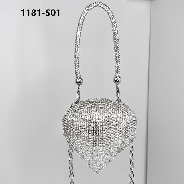 Trendy Metal Diamond Shell Evening Bag