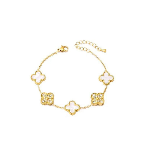 5 Flower Four Leaf Clover Bracelet