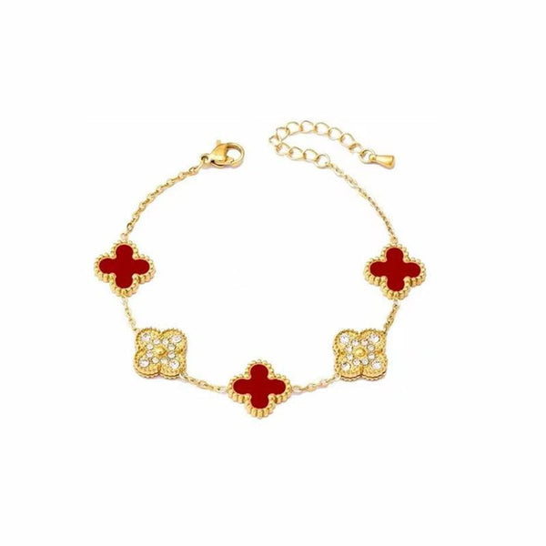 5 Flower Four Leaf Clover Bracelet