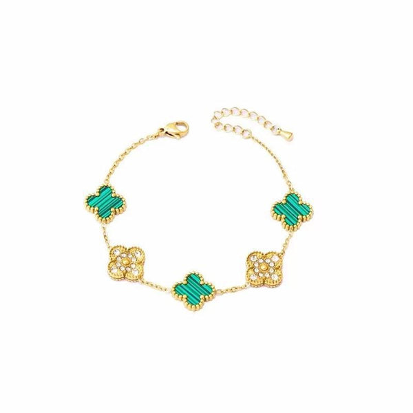 5 Flower Four Leaf Clover Bracelet