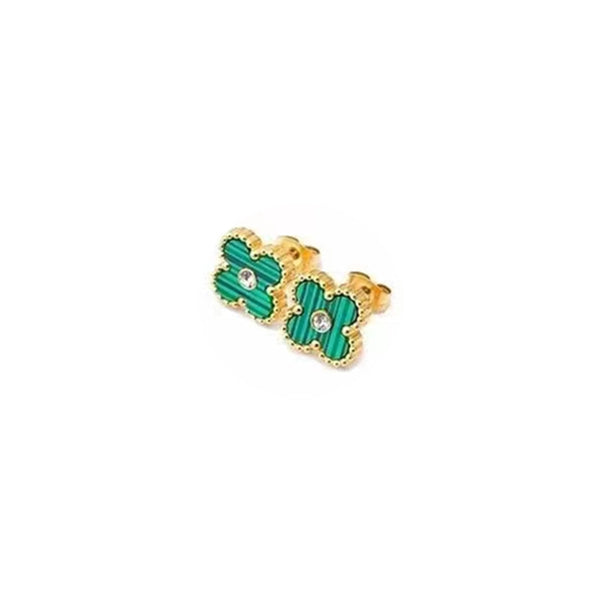 Clover Enamel With Diamond Earring