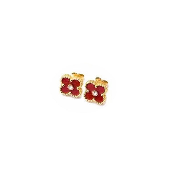Clover Enamel With Diamond Earring
