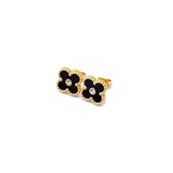 Clover Enamel With Diamond Earring