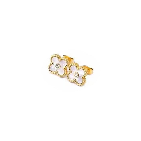 Clover Enamel With Diamond Earring