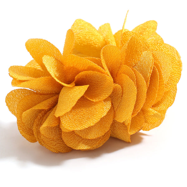 C Shaped Alloy Fabric Flower Earrings