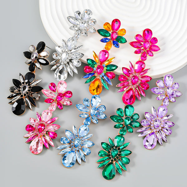 Exaggerated Flower Diamond Earrings