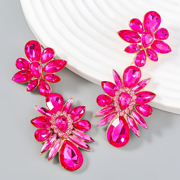 Exaggerated Flower Diamond Earrings