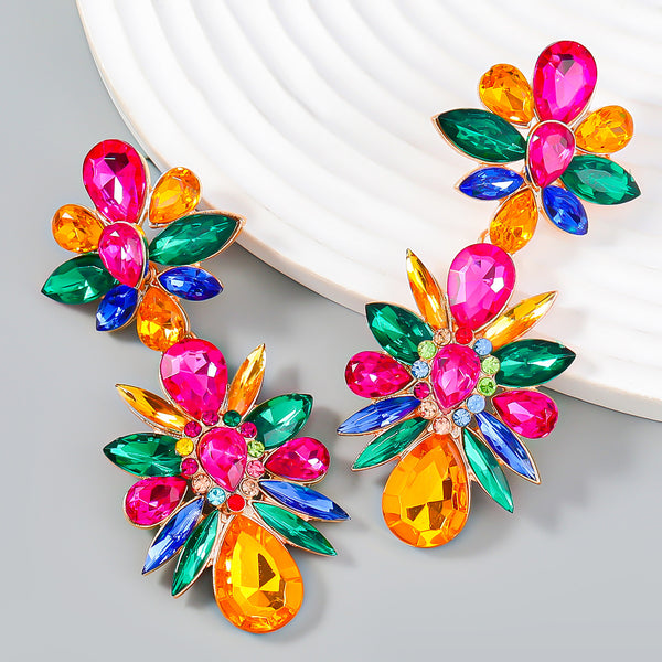 Exaggerated Flower Diamond Earrings