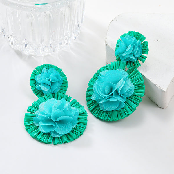 Spring Raffia Floral Earrings