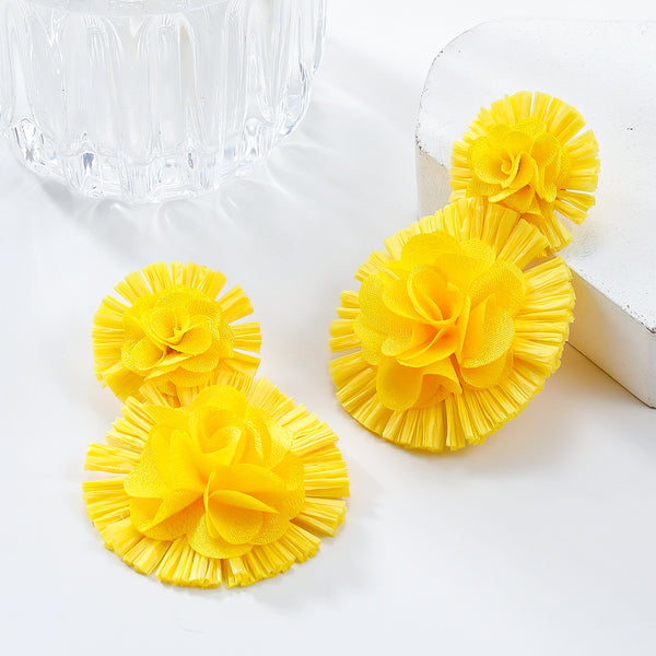 Spring Raffia Floral Earrings