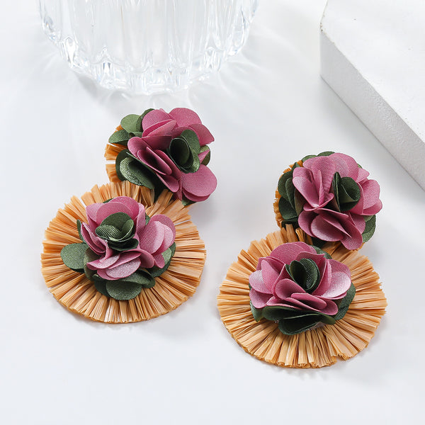 Spring Raffia Floral Earrings