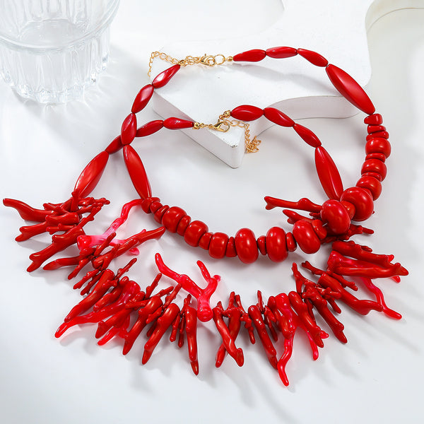 Red Coral 2 Piece Necklace