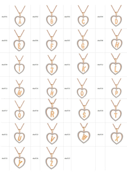 Rose Gold Initial Heart Necklace