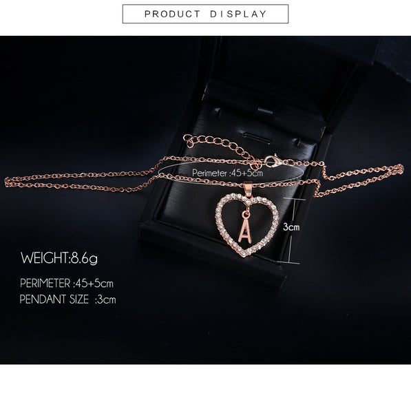 Rose Gold Initial Heart Necklace