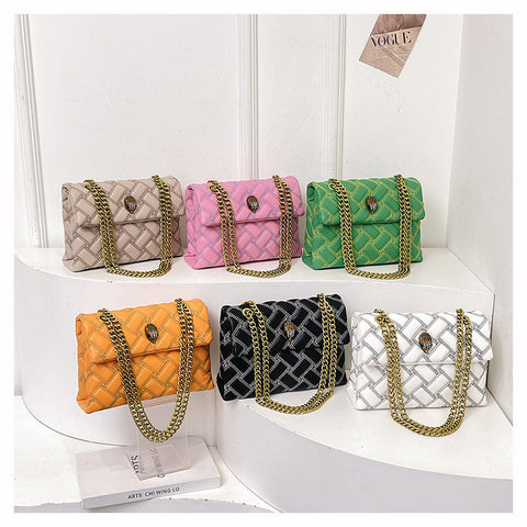KG Contrast Embroidery Shoulder Bags