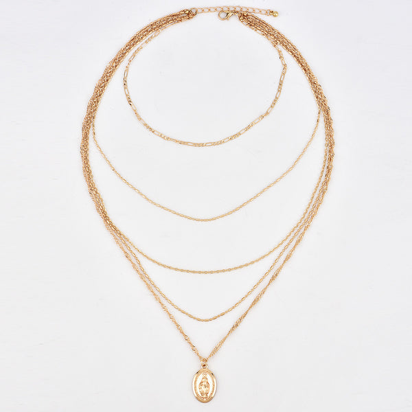 Gold Layered Necklace With Pendant