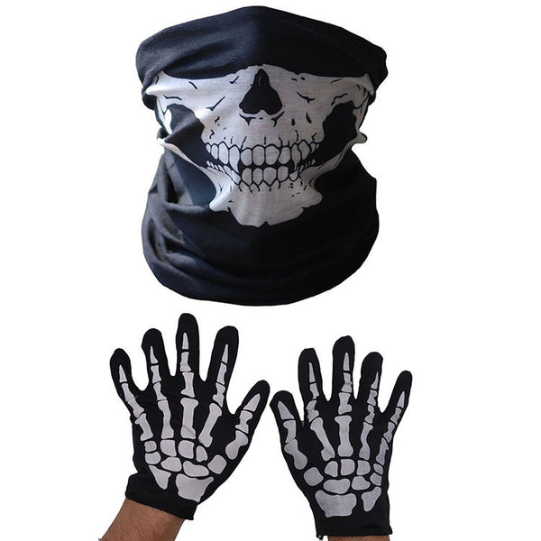 Skull Jaw Mask & Skeleton Gloves Set