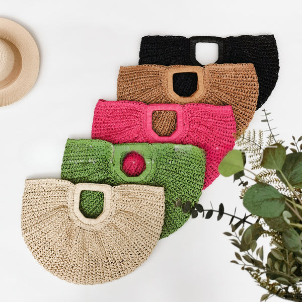 Large Hand Woven Straw Clutch