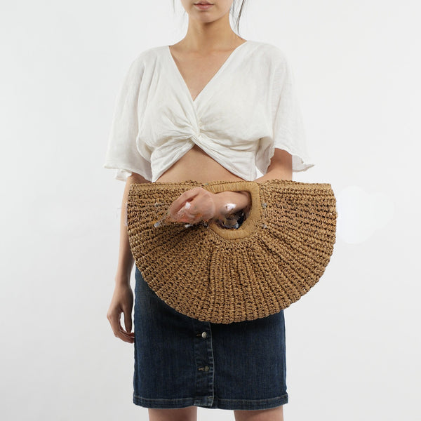Large Hand Woven Straw Clutch