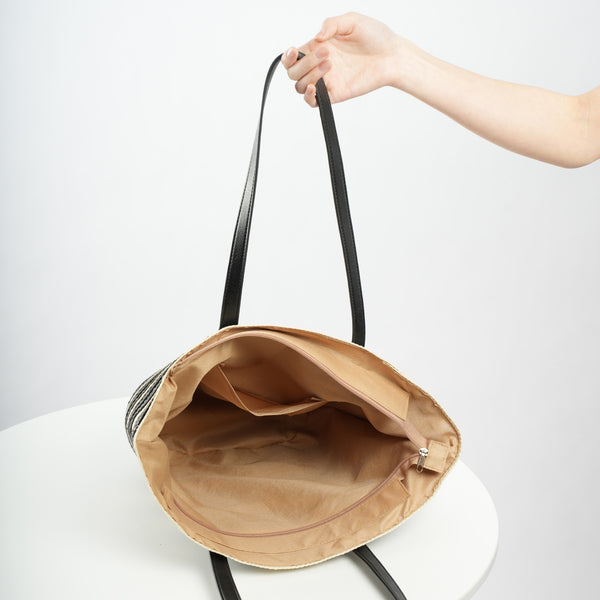 Large Stripe Straw Tote Bag