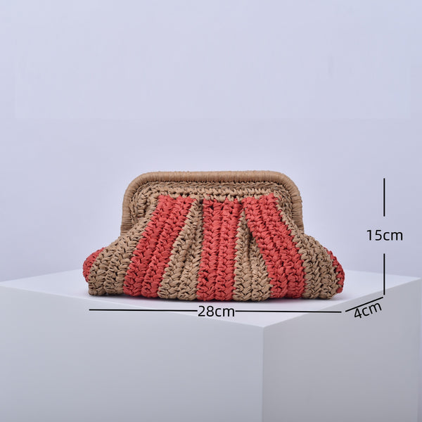 Handmade Straw Striped Clutch Sidebag